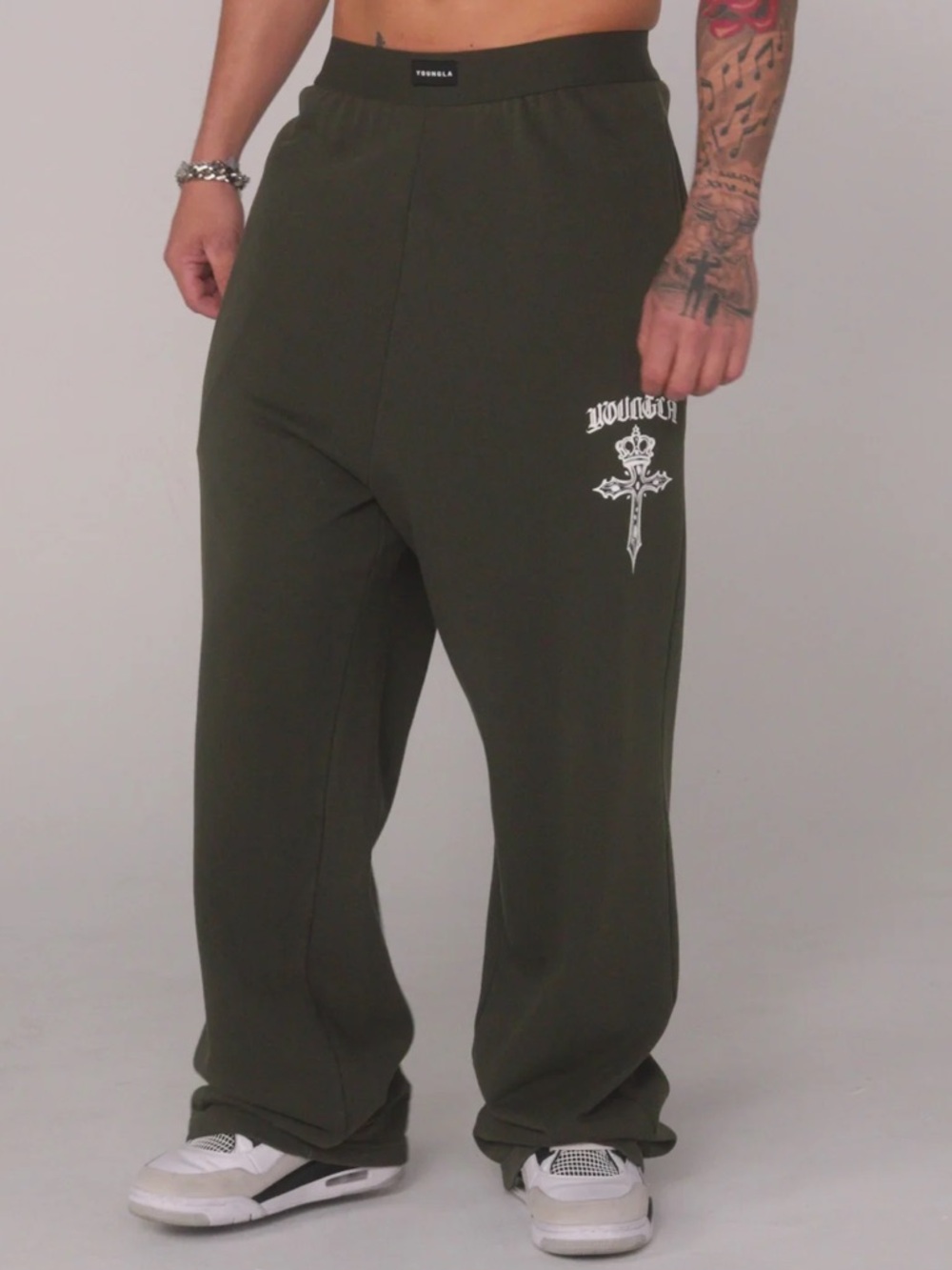 YoungLA Black Faith Uncuffed Baggy Sweatpants
